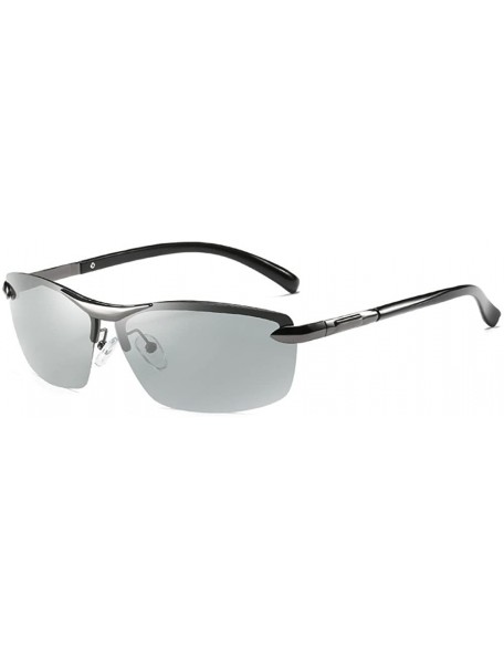 Semi-rimless Men's Polarized Photochromic Half Frame Semi-Rimless Sunglasses - Gray Legs - CL18H3Z9LGW $26.09