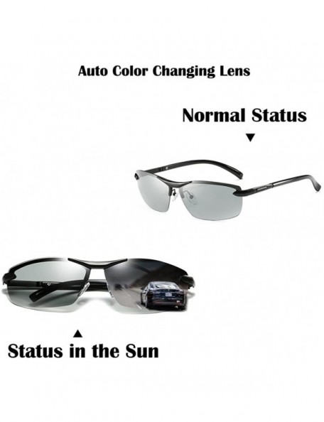 Semi-rimless Men's Polarized Photochromic Half Frame Semi-Rimless Sunglasses - Gray Legs - CL18H3Z9LGW $11.83