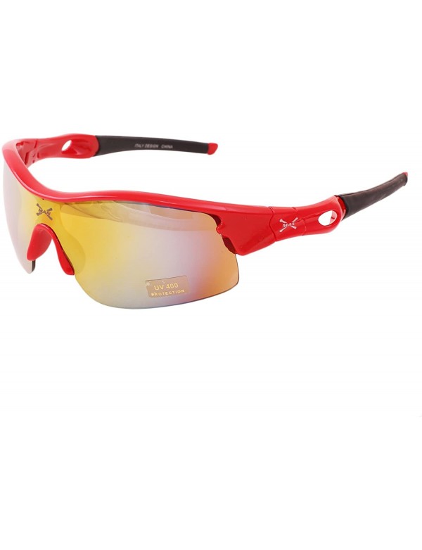 Sport Fashion Sports Half Frame Sunglasses for Baseball Cycling Fishing Golf TZ284 - Red - CP180OIOE3L $10.33