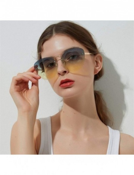 Sport Fashion Glasse Clear Progressive Colored Lens Ac Borderless Cat Eye glasses women Colorful Crystal Sunglasses - CH198G7...