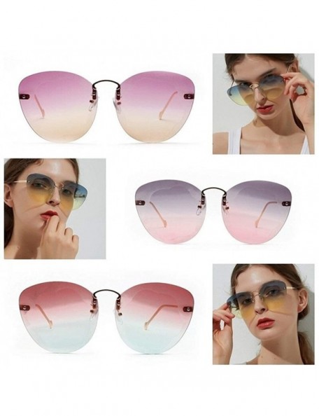 Sport Fashion Glasse Clear Progressive Colored Lens Ac Borderless Cat Eye glasses women Colorful Crystal Sunglasses - CH198G7...