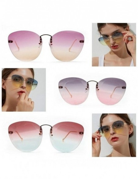 Sport Fashion Glasse Clear Progressive Colored Lens Ac Borderless Cat Eye glasses women Colorful Crystal Sunglasses - CH198G7...