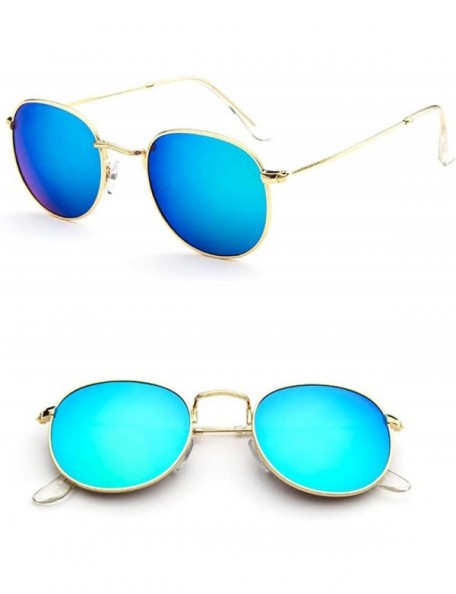 Cat Eye Womens Sunglasses - Fashion Aviator Sunglasses Metal Frame Mirrored Lens Round Sun Glasses - J - CD18DTS9M8A $9.69