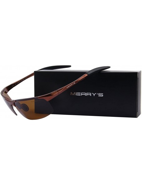 Rimless Men's Sports Fashion Driving Polarized Sunglasses for Men-Unbreakable Frame Rimless Shades S8277 - Brown - C917YGKE73...