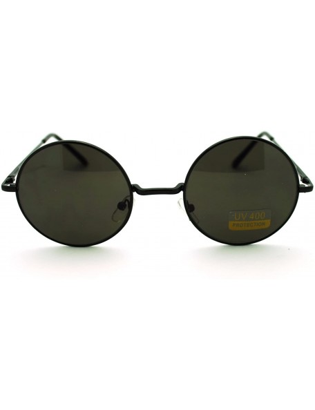 Round 70s Hippie Circle Lens Musician Groovy Wire Rim Sunglasses - Black - CY11HV9OAOV $10.47