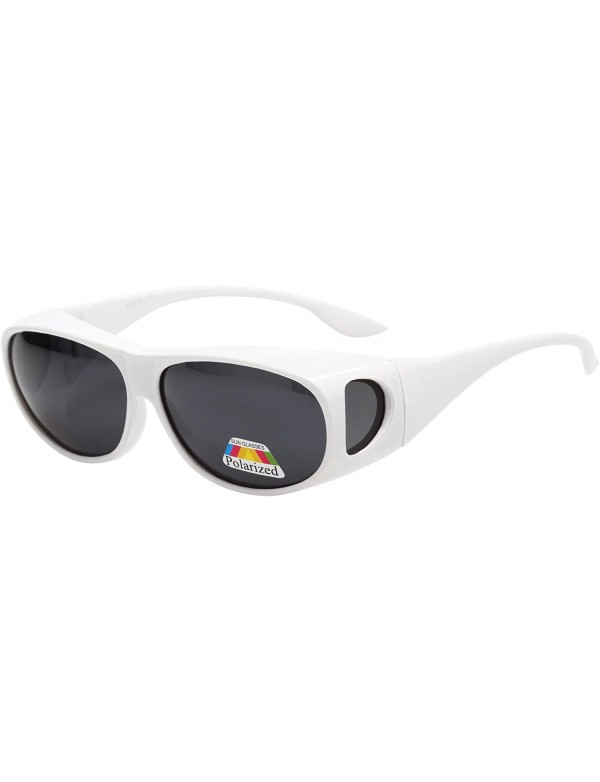 Oval Polarized Oval Sunglasses Wear Over Prescription Glasses For Unisex L3303 - White - CE12O0NQ9DR $30.80