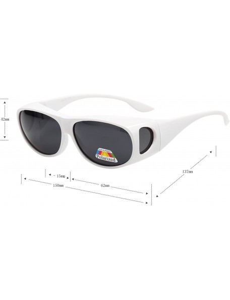 Oval Polarized Oval Sunglasses Wear Over Prescription Glasses For Unisex L3303 - White - CE12O0NQ9DR $30.80