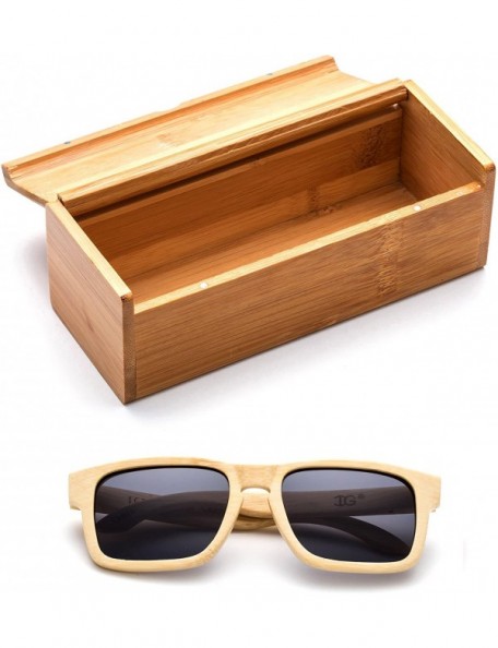 Wayfarer Genuine Handmade Bamboo Sunglasses Anti-Glare Polarized Wooden Spring Hinges with Bamboo box - CL17X6GORU0 $27.49