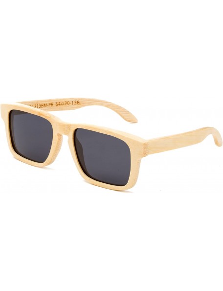 Wayfarer Genuine Handmade Bamboo Sunglasses Anti-Glare Polarized Wooden Spring Hinges with Bamboo box - CL17X6GORU0 $27.49