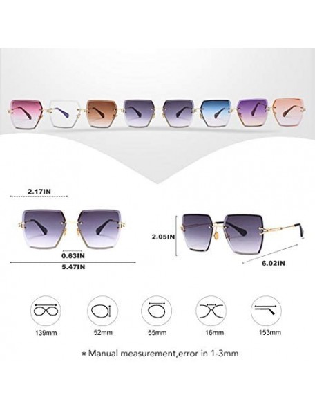 Square Rimless Square Sunglasses Women Fashion 2020 Summer Style Brand Designer Gradient Lens Eyewear UV400 Glass - CZ198O5Z4...