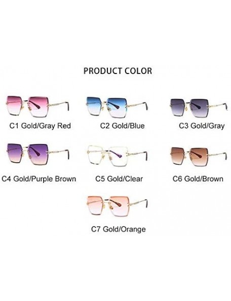 Square Rimless Square Sunglasses Women Fashion 2020 Summer Style Brand Designer Gradient Lens Eyewear UV400 Glass - CZ198O5Z4...