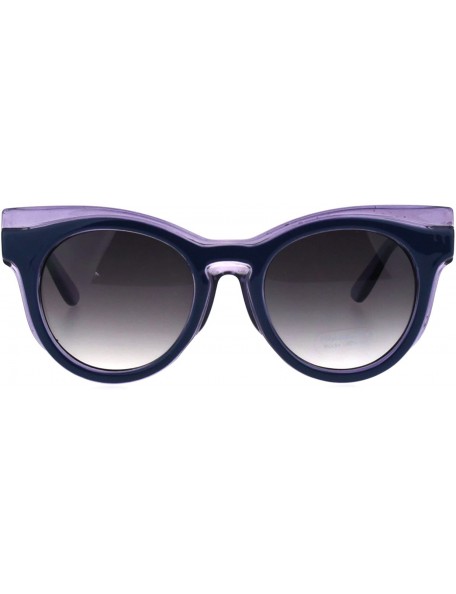 Cat Eye Womens Brow Diva Designer Cat Eye Round Plastic Retro Sunglasses - Blue Purple - CA185DRON3H $24.13