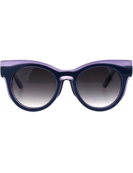 Cat Eye Womens Brow Diva Designer Cat Eye Round Plastic Retro Sunglasses - Blue Purple - CA185DRON3H $14.73