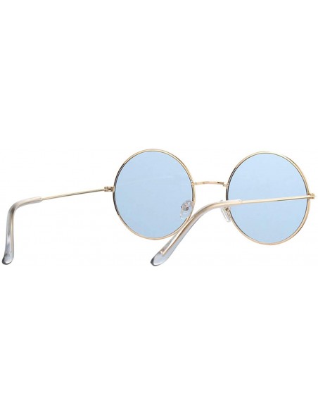 Round Fashion Bule Round Sunglasses Women Er Luxury Sun Glasses Cool Retro Female Oculos Gafas - Silver - CU198AI60YH $22.66