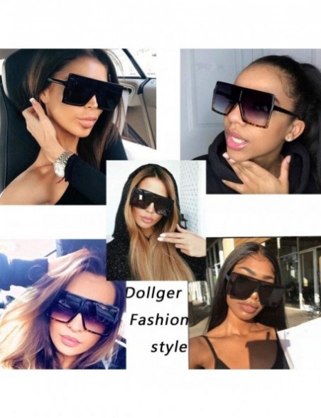 Rimless Square Oversized Sunglasses for Women Men Fashion Big Black 70s Sunglasses Shades - F-3pcs-black +Orange+leopard - CC...