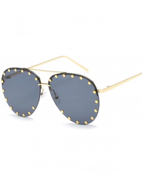 Oversized Women Men Fashion Eyewear Unisex Trendy Rivet Sun Glasses Sunglasses UV400 - 3 - CF18W8G49MO $26.79