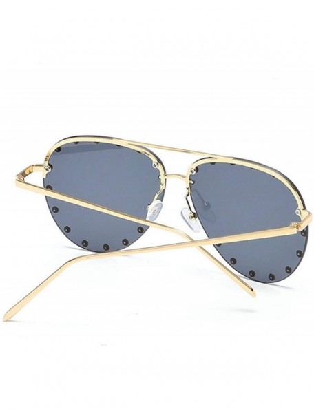 Oversized Women Men Fashion Eyewear Unisex Trendy Rivet Sun Glasses Sunglasses UV400 - 3 - CF18W8G49MO $26.79