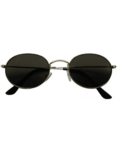Oval Sunglasses Protection Tinted Vintage - Gold Frame / Black Lens - C818WYDIS02 $10.52