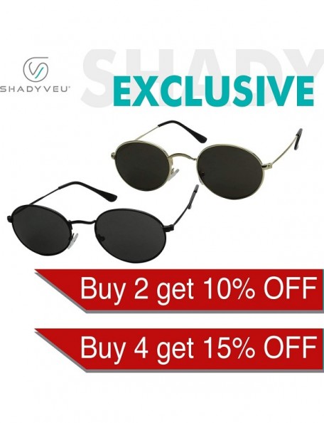 Oval Sunglasses Protection Tinted Vintage - Gold Frame / Black Lens - C818WYDIS02 $10.52