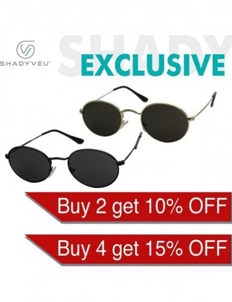 Oval Sunglasses Protection Tinted Vintage - Gold Frame / Black Lens - C818WYDIS02 $10.52