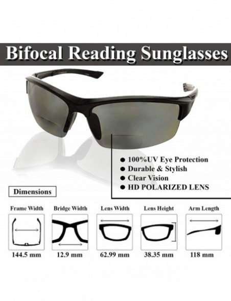 Sport La Jolla Bifocal Polarized Reading Sunglasses TR90 Readers for Men and Women - Black - CP18EZY2N3I $29.34