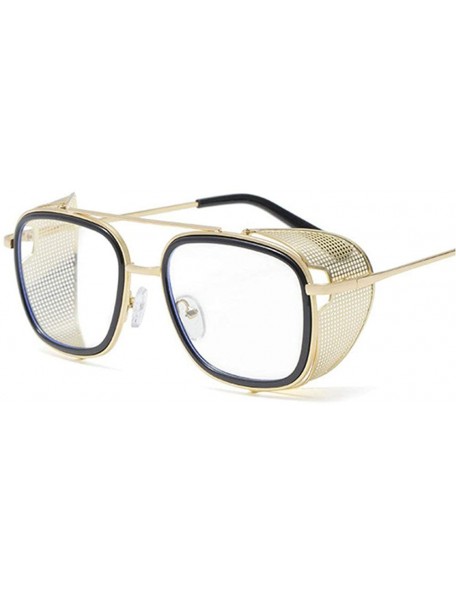 Square Fashion Sunglasses Designer Protection Eyewear - Gold&clear - CA18A2SS8SN $15.79