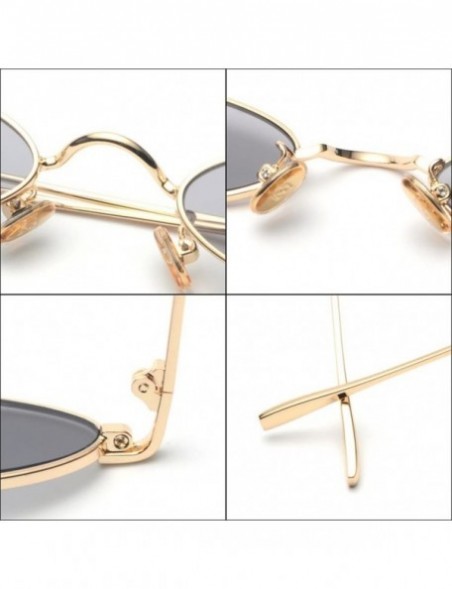 Goggle Vintage Oval Sunglasses Small Metal Frame Fashion Candy Colors Women Sun Glasses - Black - CY18CE62MZT $11.91