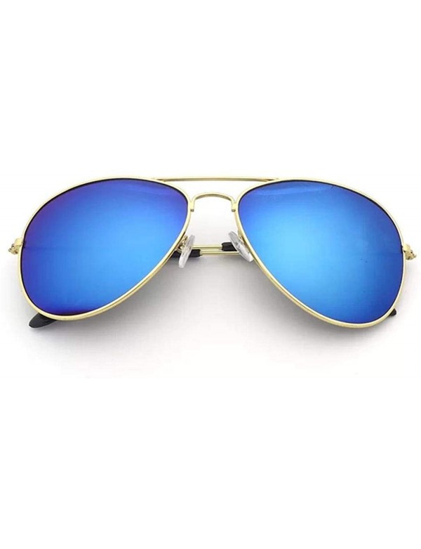 Goggle Fashion UV Protection Glasses Travel Goggles Outdoor Metal Frame Sunglasses Sunglasses - Gold Blue - CY18Q7KDZYY $6.30