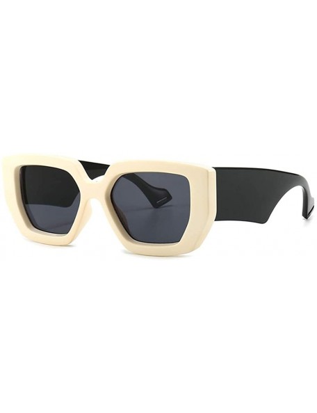Rectangular Sunglasses Designer Rectangle Fashion Glasses - White&gray - CD198KQZEDK $18.05