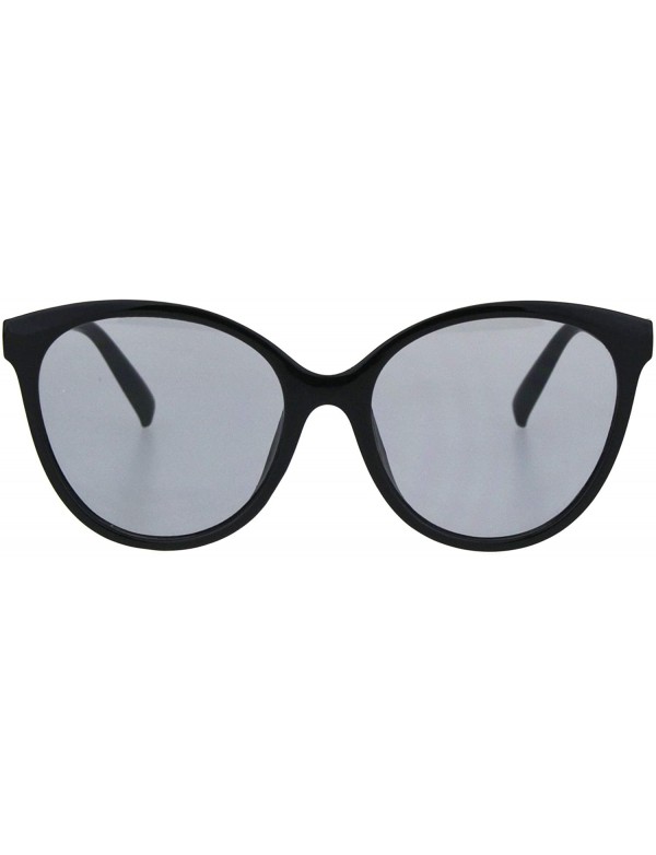 Oversized Womens Mod Minimal Oversize Cat Eye Plastic Sunglasses - Black Solid Black - CM18HU8C9Z4 $8.63
