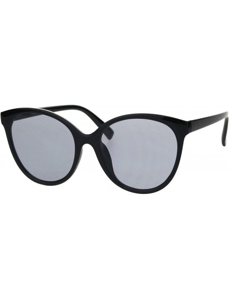 Oversized Womens Mod Minimal Oversize Cat Eye Plastic Sunglasses - Black Solid Black - CM18HU8C9Z4 $8.63