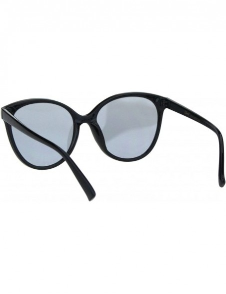 Oversized Womens Mod Minimal Oversize Cat Eye Plastic Sunglasses - Black Solid Black - CM18HU8C9Z4 $8.63