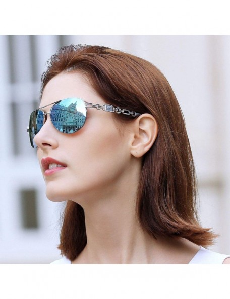 Round Classic Aviater Sunglasses For Women Men Metal Frame Mirrored Lens Driving Fashion UV400 Glasses 0257 - CA189IU6ZA9 $22.53