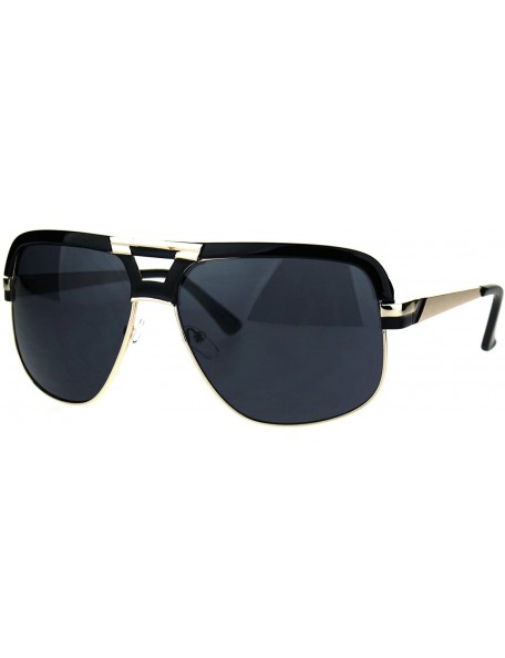 Square Mens Fashion Sunglasses Designer Style Flat Top Square Frame UV 400 - Black (Black) - CZ187Q38H9R $11.25