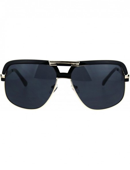 Square Mens Fashion Sunglasses Designer Style Flat Top Square Frame UV 400 - Black (Black) - CZ187Q38H9R $11.25