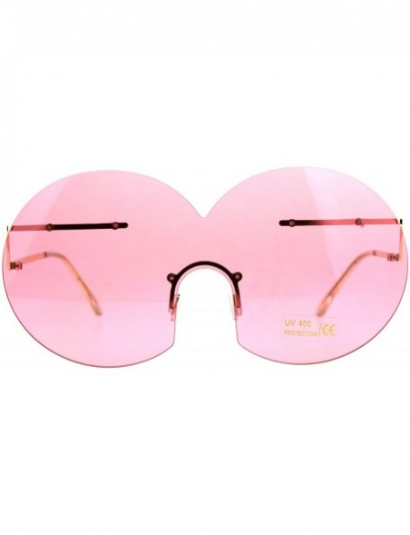 Oversized Funky Fun Sunglasses Oversized Shield Round Rimless Unique Fashion Shades - Gold (Pink) - C218DDZU3EG $11.62