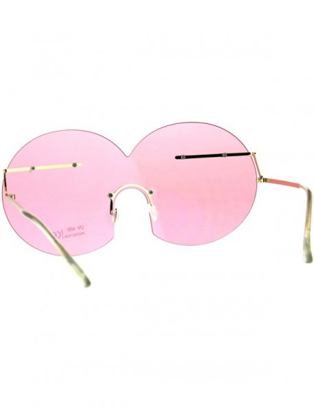 Oversized Funky Fun Sunglasses Oversized Shield Round Rimless Unique Fashion Shades - Gold (Pink) - C218DDZU3EG $11.62
