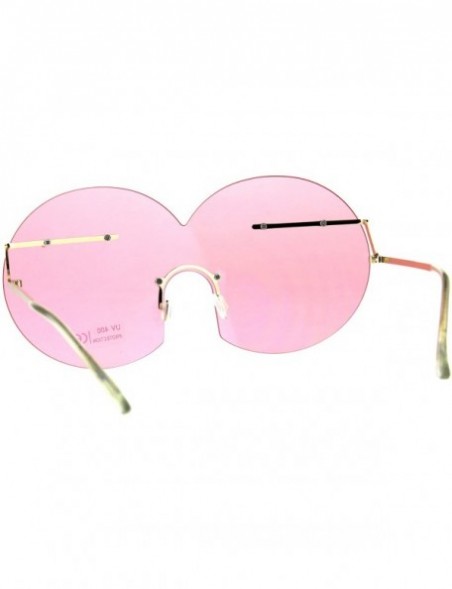 Oversized Funky Fun Sunglasses Oversized Shield Round Rimless Unique Fashion Shades - Gold (Pink) - C218DDZU3EG $11.62