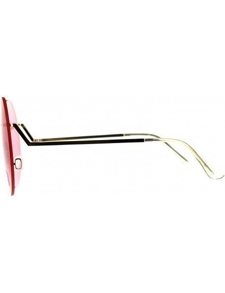 Oversized Funky Fun Sunglasses Oversized Shield Round Rimless Unique Fashion Shades - Gold (Pink) - C218DDZU3EG $11.62