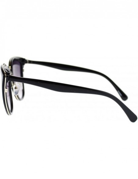 Cat Eye Diva Womens Rectangular Large Metal Bridge Plastic Cat Eye Sunglasses - Black Silver - CR11N9PKV9Z $11.16
