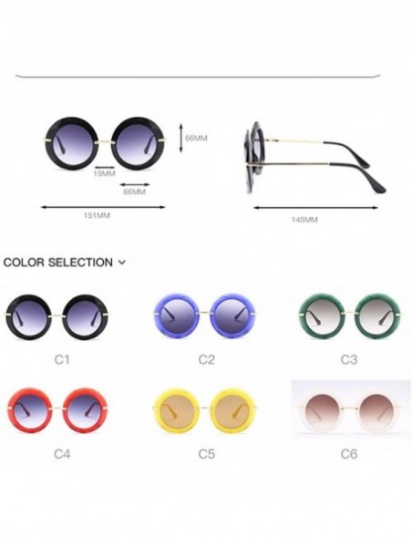 Round Large Circular Round frame Sunglasses trend Sun glasses for Stylish Women UV400 5710 - Yellow - C818AGETIG0 $11.09