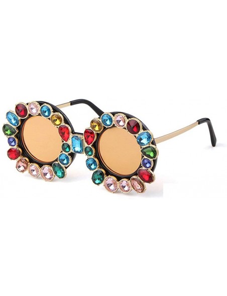 Round Fashion Designer Rhinestone Sunglasses Vintage - Orange - CN18NZDG9AG $19.59