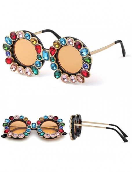 Round Fashion Designer Rhinestone Sunglasses Vintage - Orange - CN18NZDG9AG $19.59