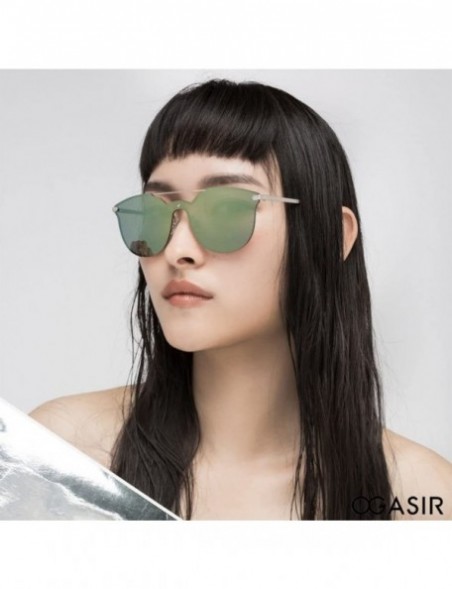 Rimless Women's Polarized Rimless Designer Sunglasses Mirrored Butterfly Lenses - Green - CL18CHWDXM6 $7.24