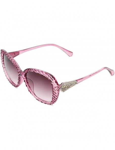 Oval Classic style Lattice Frame Sunglasses for Women Plate Resin UV 400 Protection Sunglasses - Purple - CZ18SASD9XZ $12.51