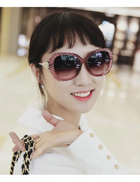 Oval Classic style Lattice Frame Sunglasses for Women Plate Resin UV 400 Protection Sunglasses - Purple - CZ18SASD9XZ $12.51