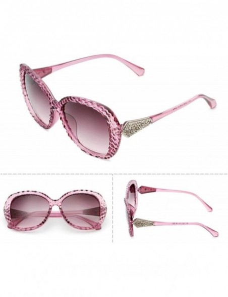 Oval Classic style Lattice Frame Sunglasses for Women Plate Resin UV 400 Protection Sunglasses - Purple - CZ18SASD9XZ $12.51