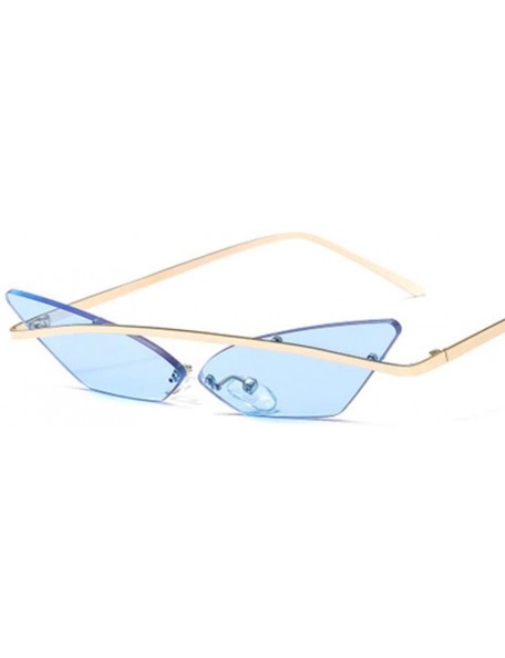 Sport Small Frame Personality Triangle Cat Eye Sunglasses Metal Beam Frameless Men and Women Sun Mirror - 4 - CC190R9AUKW $59.19