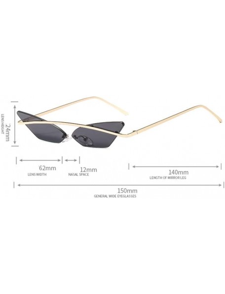 Sport Small Frame Personality Triangle Cat Eye Sunglasses Metal Beam Frameless Men and Women Sun Mirror - 4 - CC190R9AUKW $29.20