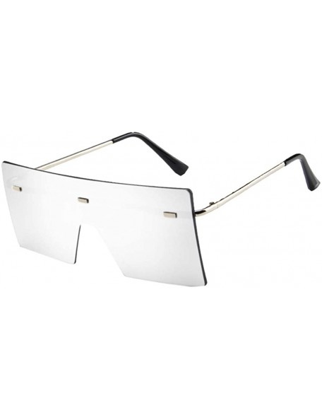 Oval 2020 New Oversized Square Sunglasses for Women Rimless Frame Candy Color Transparent Glasses - White - C0196SXLCGL $8.67